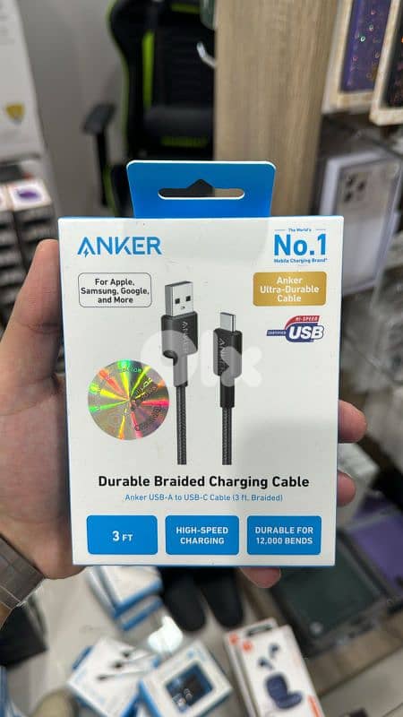Anker usb-a to usb-c 3ft braided cable 0