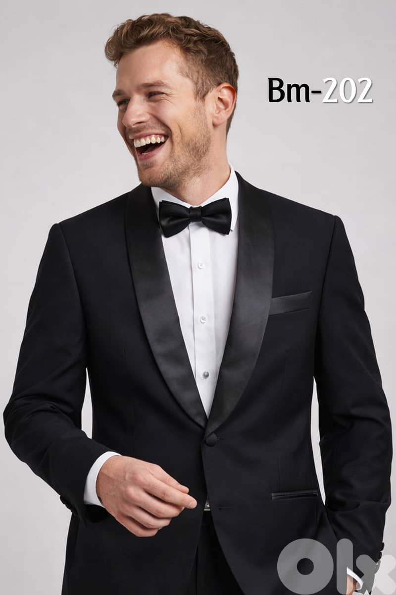 European Men's Black 1 Button Dinner Jacket 2