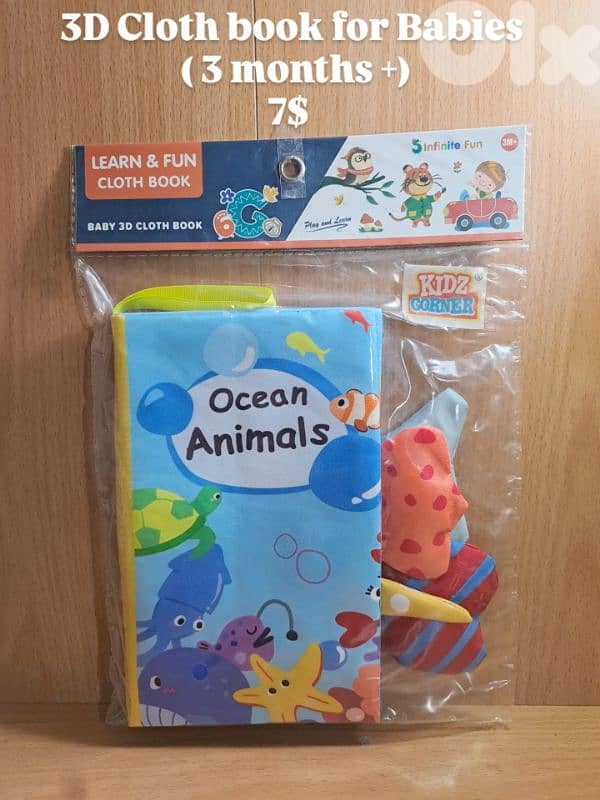 3D cloth book for toddlers new, 5$ each 2