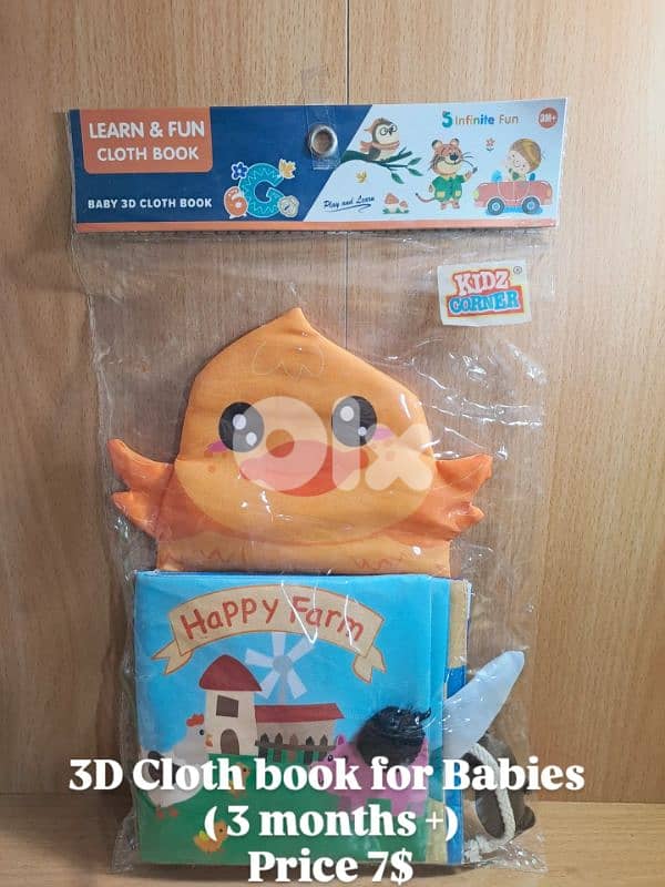 3D cloth book for toddlers new, 5$ each 3