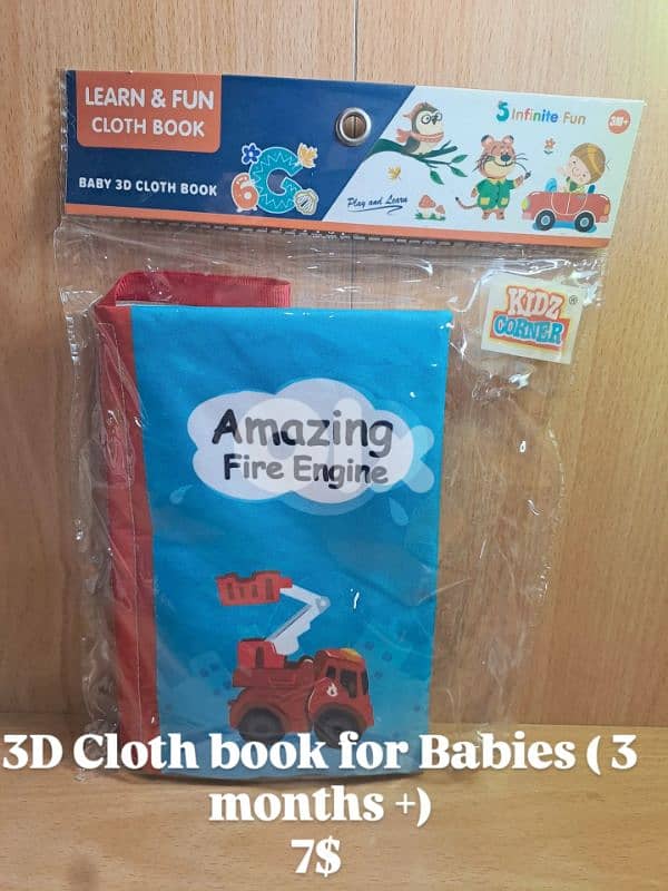 3D cloth book for toddlers new, 5$ each 4