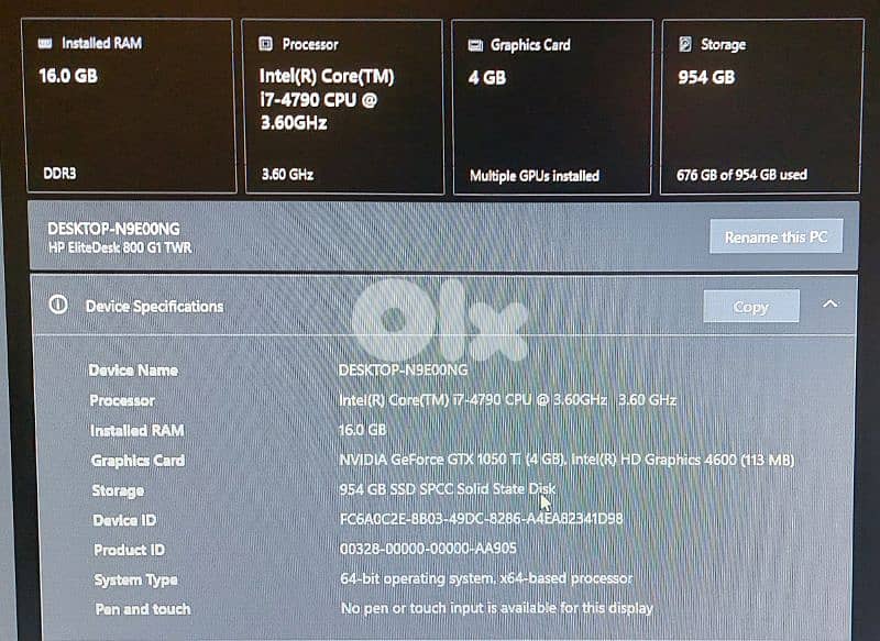 Gaming PC i7-4590 GTX 1050TI - 1TB Storage 16GB RAM 7