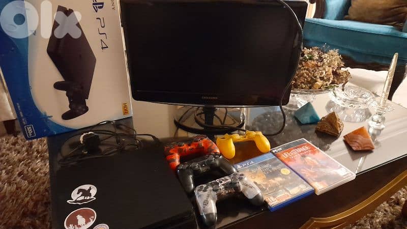Ps4 slim 500gb sealed with 3 controllers and tv 0
