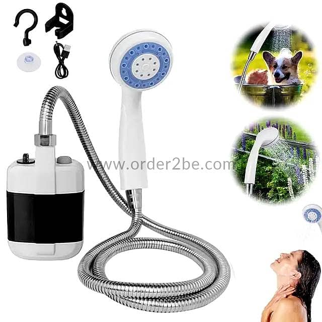 Rechargeable Camping Shower – Portable 2200mAh Pump with Steady Flow 0