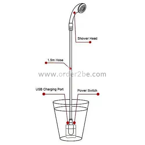 Rechargeable Camping Shower – Portable 2200mAh Pump with Steady Flow 10