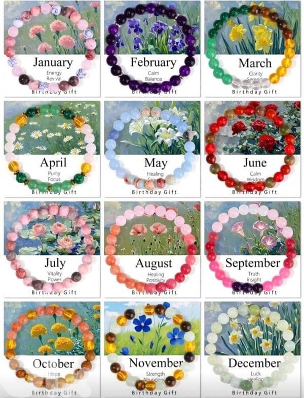 Natural Gem Stones Bracelets for Birth Months , best gift 0