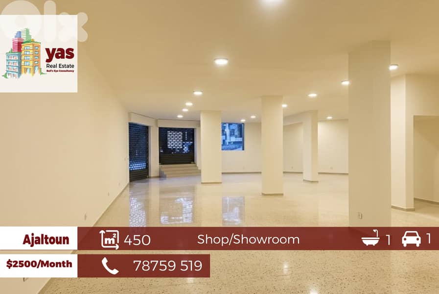 Ajaltoun 450m2 | Prime Spacious Showroom/Shop | Excellent Condition | 0