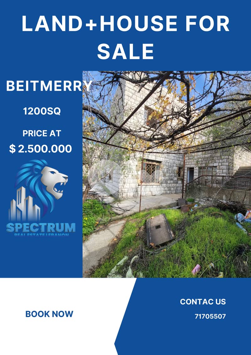 1200Sq LAND WITH STAND ALONE HOUSE FOR SALE IN BEIT MERRY, (BM-256) 0