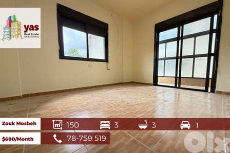 Zouk Mosbeh 150m2 | Well Maintained | Dead-End Street | Rent | View |