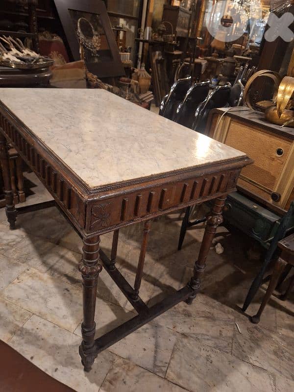 antique high french marble top wooden table 4