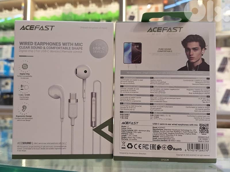 ACEFAST WIRED EARPHONES WITH MIC FOR USB-C DEVICES L7 0