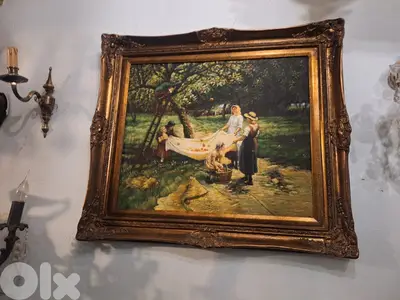 لوحة رائعة جدا خشب رسم ع قماش مميزة انتيك