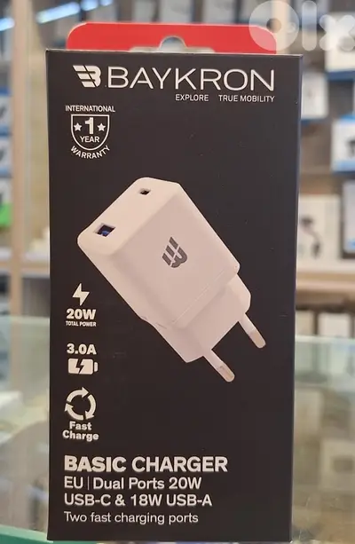 BAYKRON BASIC CHARGER EU/DUAL PORTS 20W USB-C& 18W USB-A 20W 3A