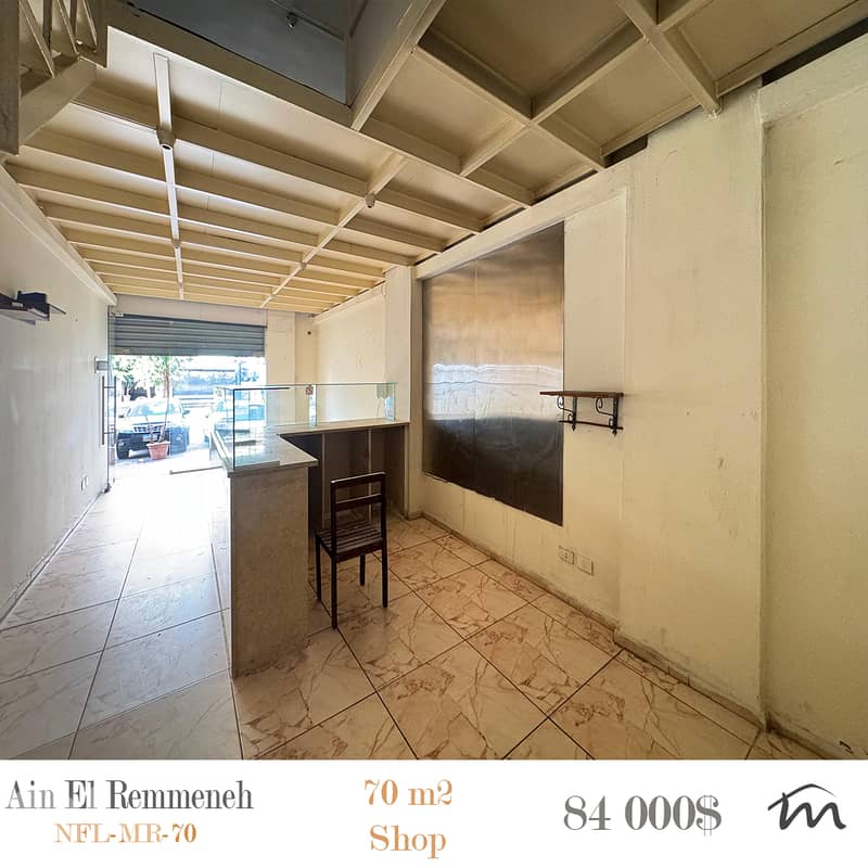 Ain El Remmeneh | 70m² Duplex Ground Floor Shop-Office | 2 Open Spaces 0