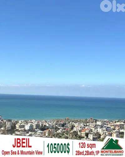 120 sqm Apartment For Sale in Jbeil (جبيل) + Open Sea & Mountain View 120 sqm Apartment For Sale in Jbeil (جبيل) + Open Sea & Mountain View