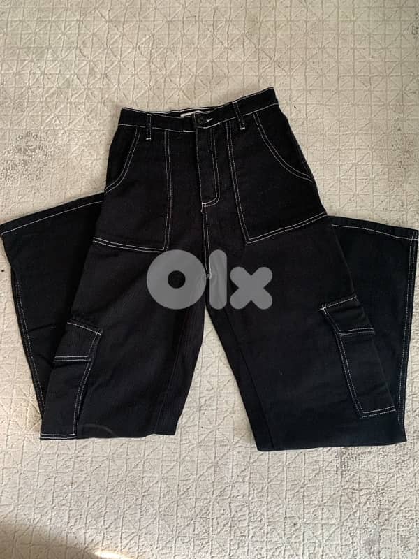 Black cargo jeans high waisted 0