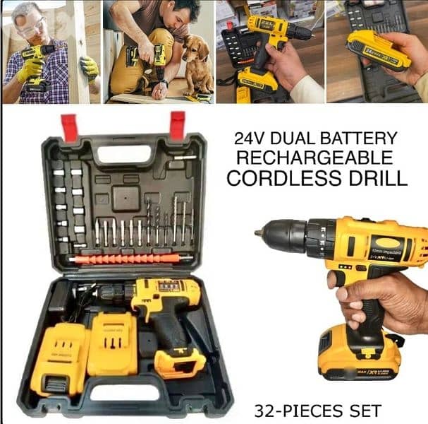 Cordless screwdriver 2batteries with tools 0