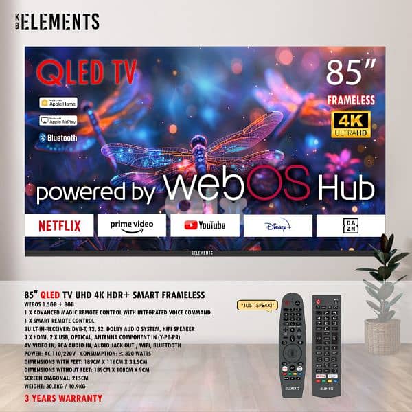 QLED KB ELEMENTS 85' Smart UHD HDR+ 0