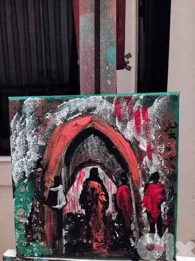رسم زيتي على القماش يدويه