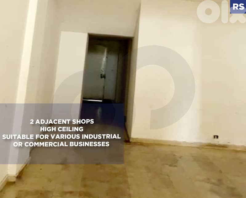 2 adjacent shops, high Ceiling, Jbeil/جبيل REF#RS131418 0