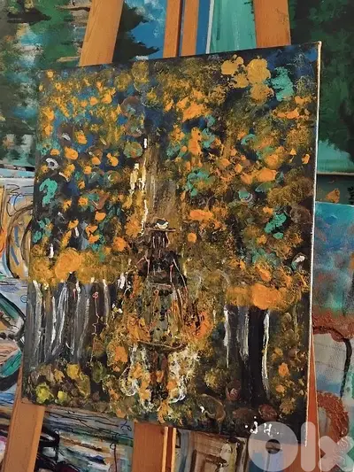 رسم زيتي على القماش يدويه