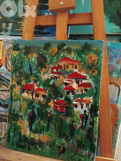 رسم زيتي على القماش يدويه