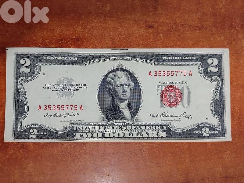 TWO dolar USA 1953 0