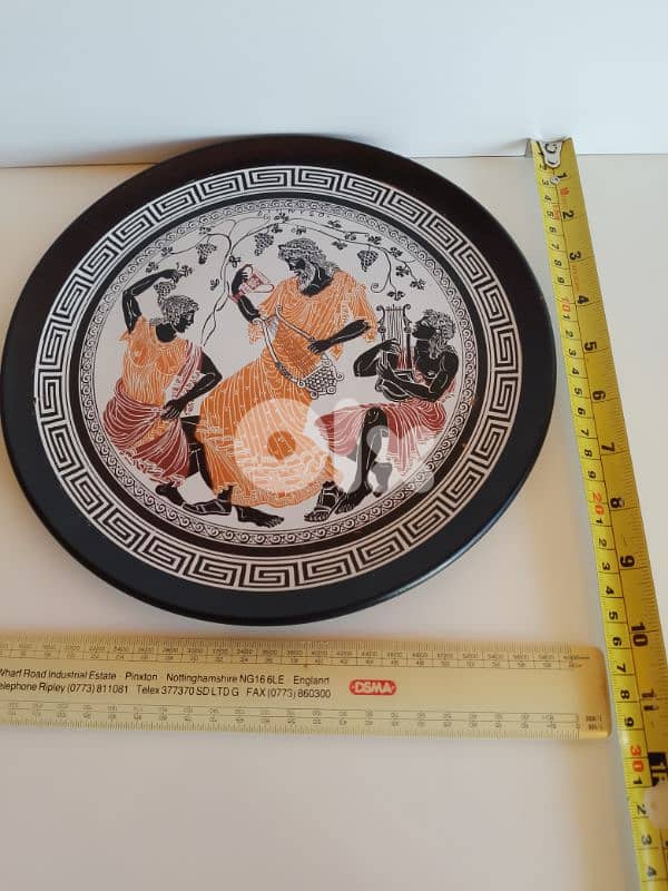 Vintage Large Greek Retro Hand Painted Hanging Plate 26 cm 6
