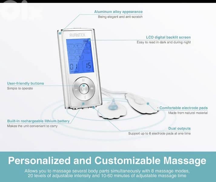 AVANTEK TM481 TENS Massager 8 modes/2 channel rechargeable/4$ delivery 1