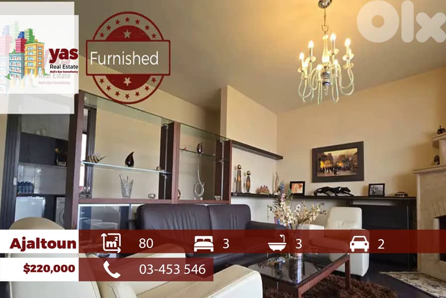 Ajaltoun 180m2 | Furnished | Panoramic View | Dead End Street | DA | 0