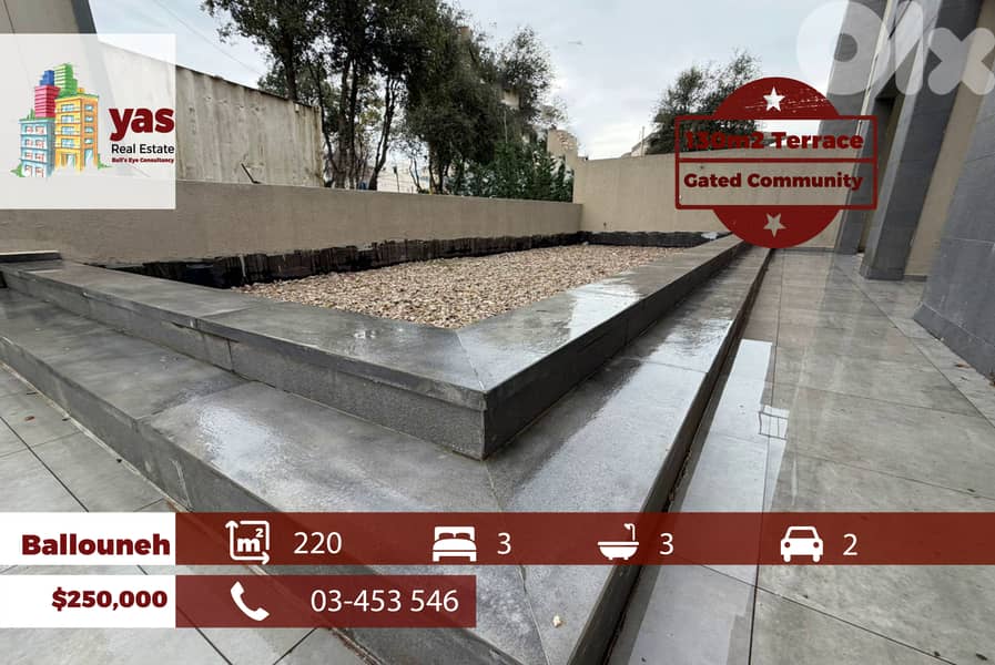 Ballouneh 220m2 | 130m2 Terrace | Gated Community | New |EL 0