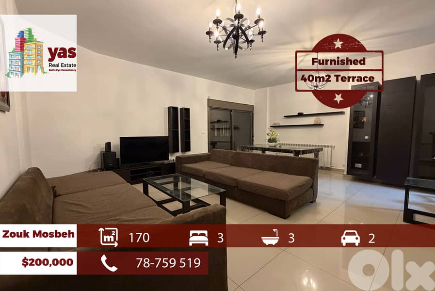 Zouk Mosbeh 170m2 | 40m2 Terrace | Furnished | Calm Area | EH/EL 0