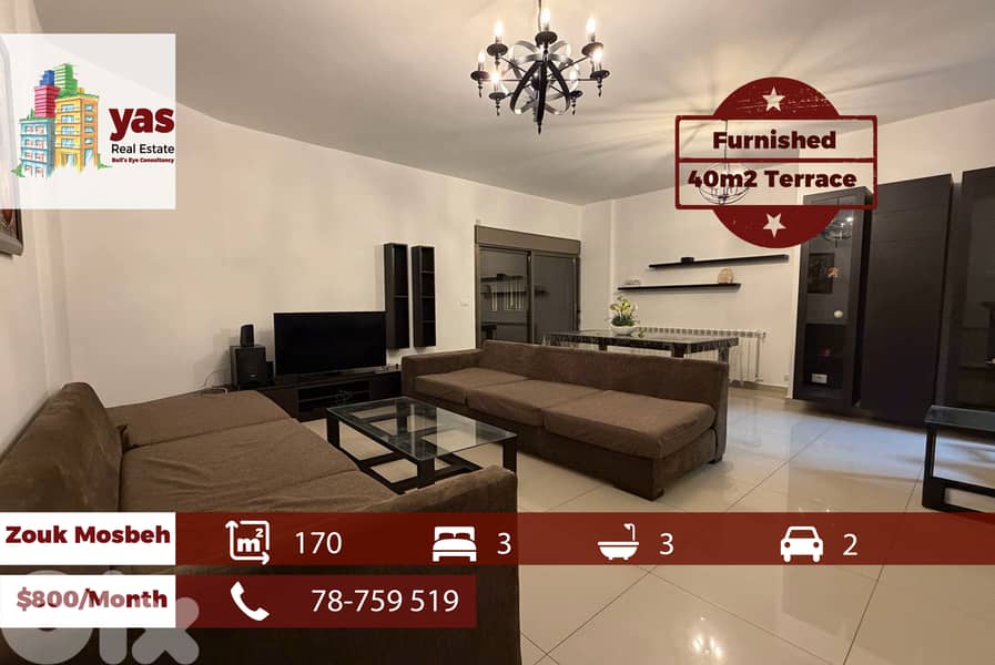 Zouk Mosbeh 170m2 | 40m2 Terrace | Rent | Furnished | High End | EH/EL 0