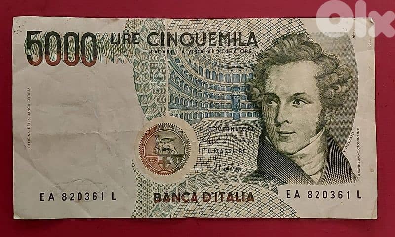 Italy 5000 Lire V. Bellini 1985 0