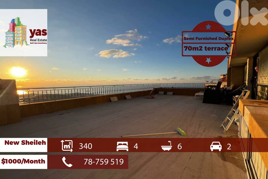 New Sheileh 340m2 | 70m2 Terrace | Semi Furnished Duplex | KS 0