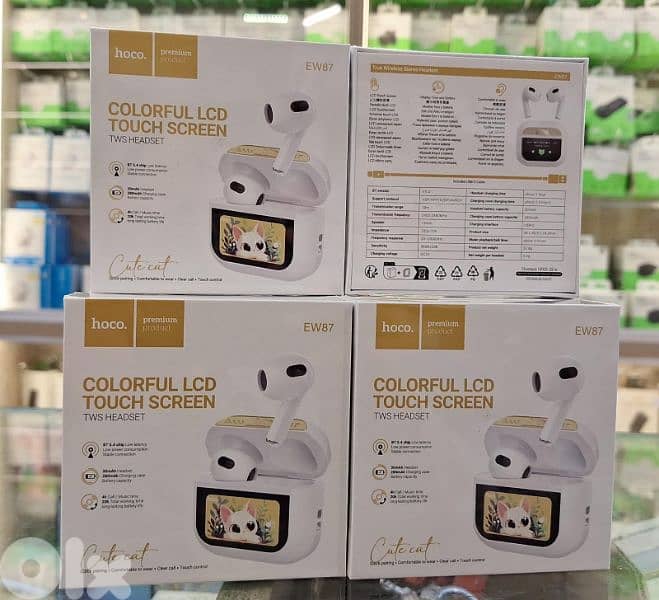 HOCO COLORFUL LCD TOUCH SCREEN TWS HEADSET EW87 0