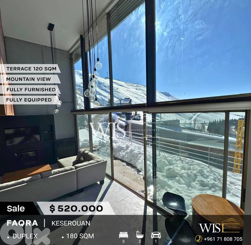 180 SQM Duplex with Garden & Terrace for SALE in Faqra! 0