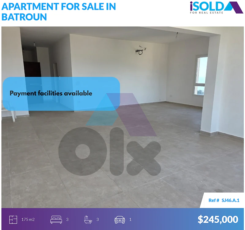 Brand New 175m2 apartment+sea view 4sale in Batroun - شقة في البترون