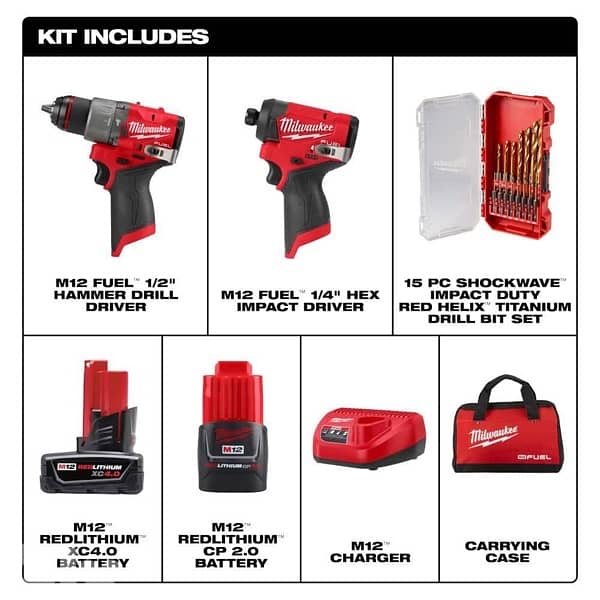 The MILWAUKEE M12 FUEL 2-Tool Combo Kit (used for couple of hours) 1