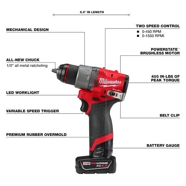 The MILWAUKEE M12 FUEL 2-Tool Combo Kit (used for couple of hours) 3