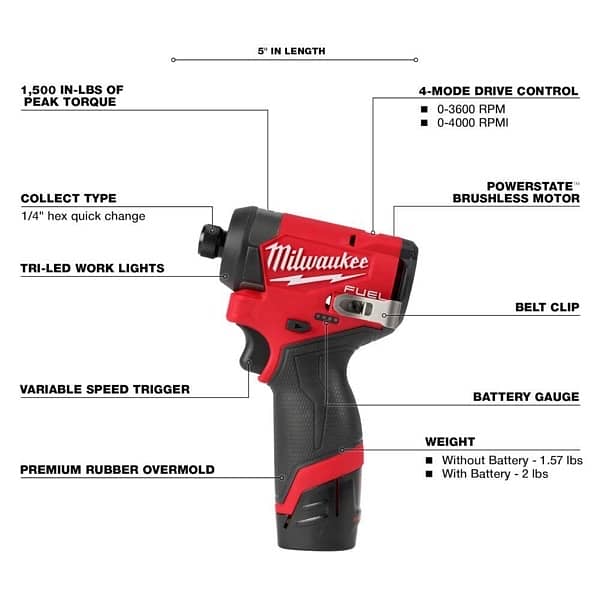 The MILWAUKEE M12 FUEL 2-Tool Combo Kit (used for couple of hours) 4