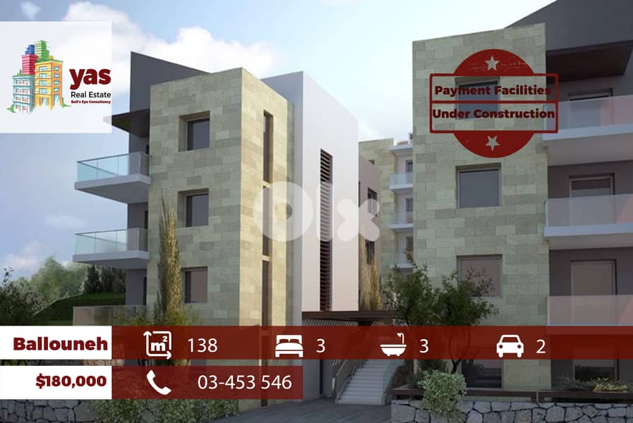 Ballouneh 138m2 | Payment Facilities | Under Construction | View | TO 0