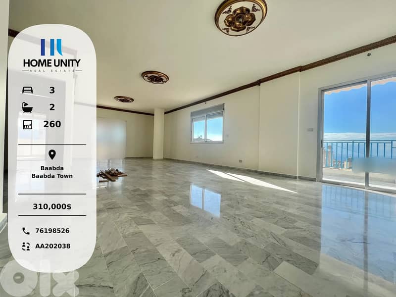 apartment with terrace for sale in baabda - baabda town 0
