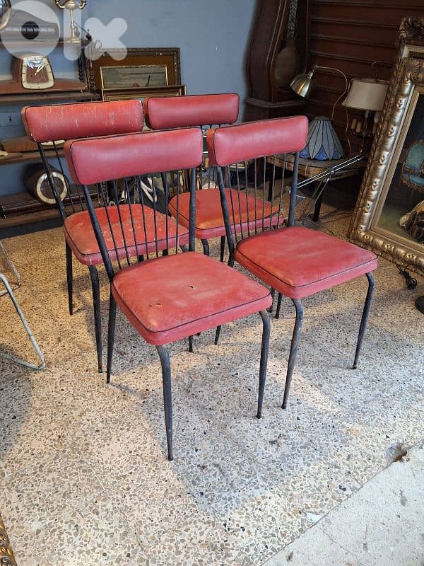 mid century vintage set of 4 iron chairs 1