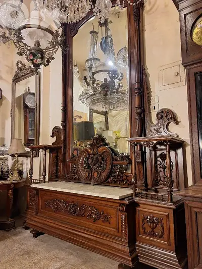 antique large french console mirror gardinier
