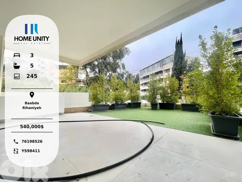brand new apartment with terrace for sale in baabda - rihaniyeh 0
