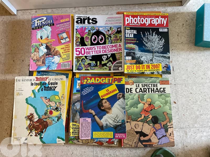 Vintage Kids Books + Comics Lot (Pif, Spirou, Picsou, Mickey, Nat Geo, 1