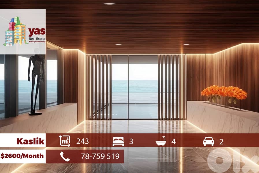 Kaslik/Sarba 243m2 | Rent | Many Floors | Sea View | New |SD 0