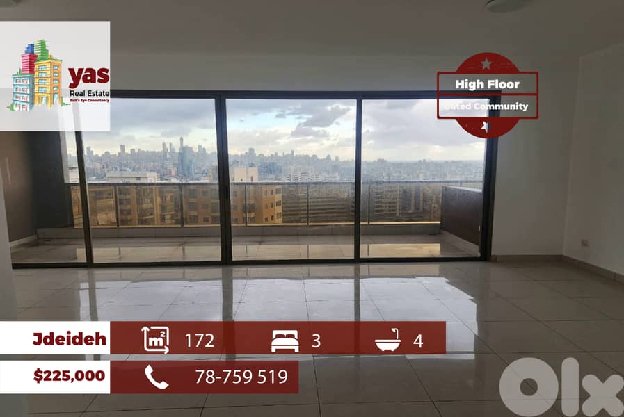 Jdeideh 172m2 | High Floor | Prime Location | City View | AA 0