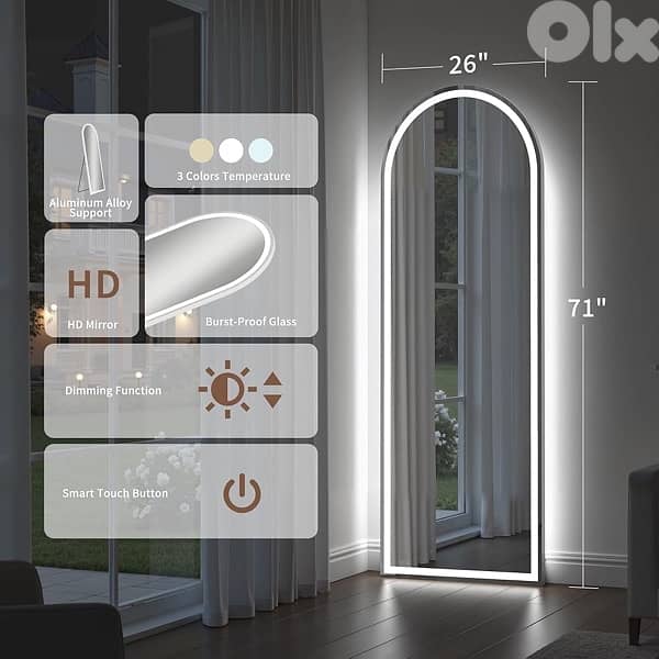 tall mirror with led light 0